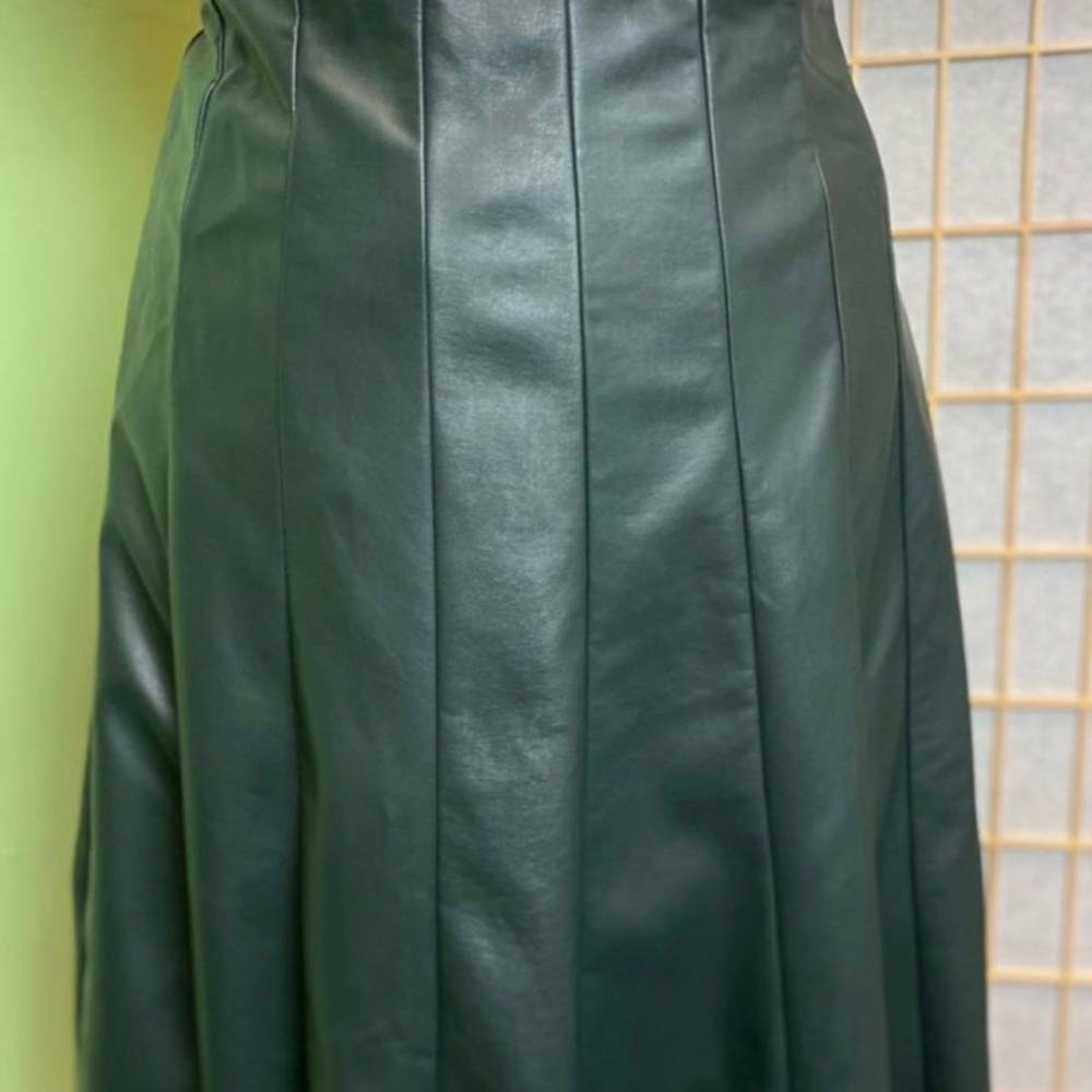 Faux green leather skirt